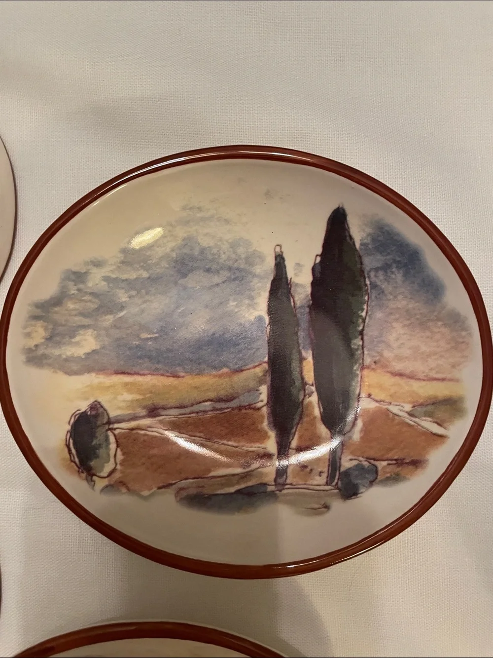 Williams Sonoma Tuscan Landscape Set of (4) Dip Appetizer Dishes 5-1/2” Ceramic